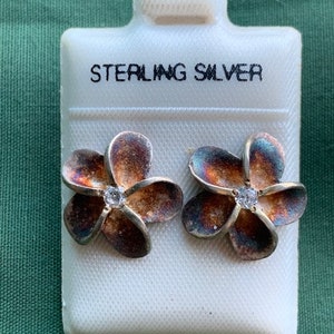 Vintage Sterling Silver Flower Earrings image 1