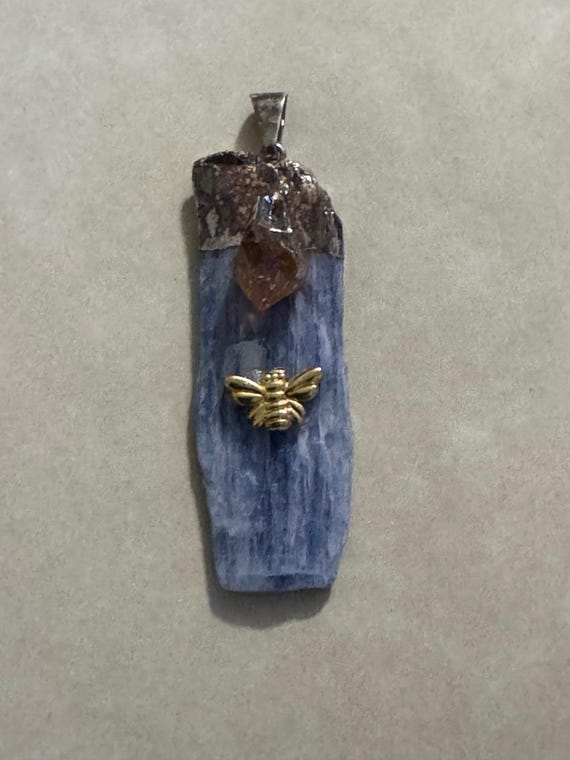Kyanite & Citrine Honey Bee Pendant