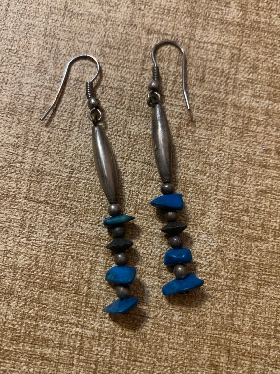 Lapiz? & Sterling Silver Drop Bead Earrings - Pie… - image 3