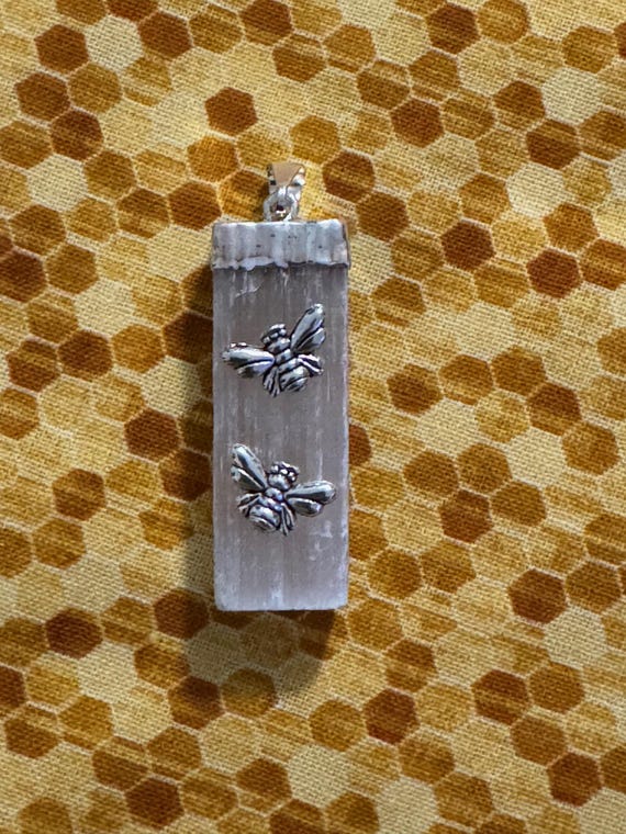 Selenite Crystal Honey Bee Pendant