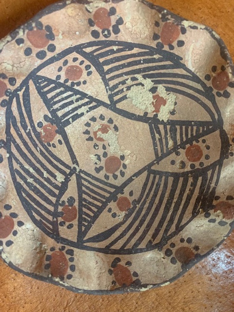 Native American Isleta Pueblo Polychrome Scalloped Rim Pottery Etsy