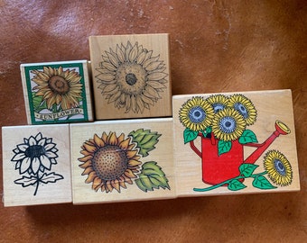 Lot of 5 Rubber Stamps - Sunflowers