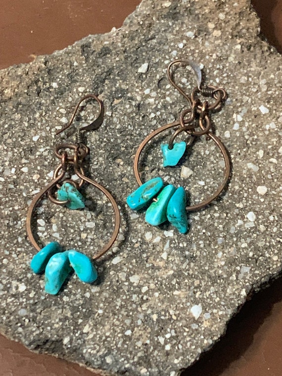 Vintage Copper and Turquoise  Earrings