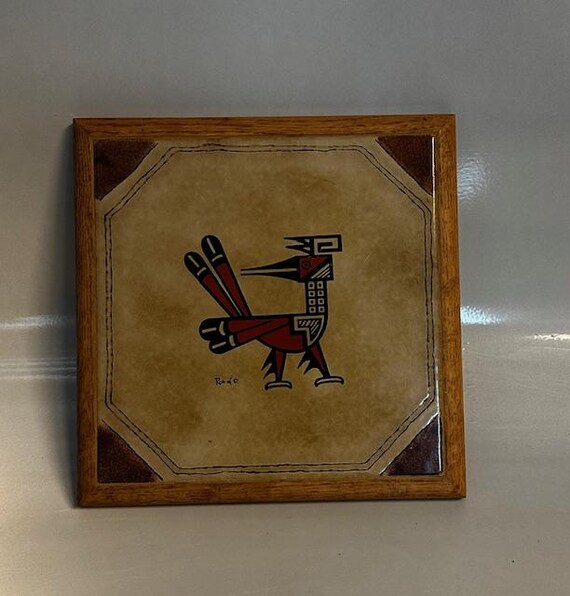 Vintage Native American Bird Design Tile Wall Hanging / Trivet - Etsy