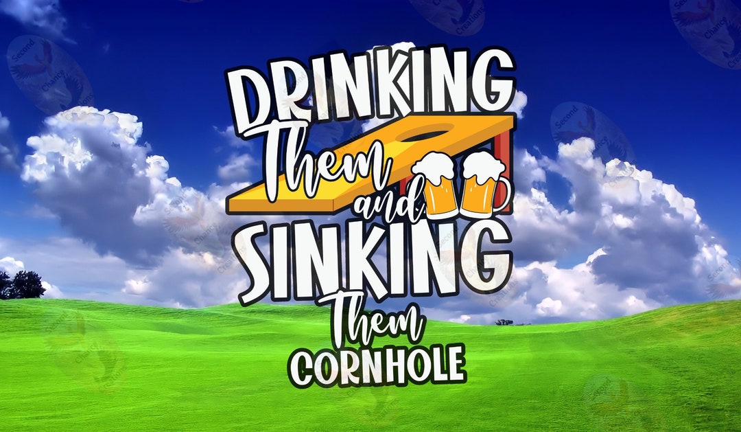 Drinking Them Beers and Sinking Them Cornhole Full Wrap 4in1 Koozie Can