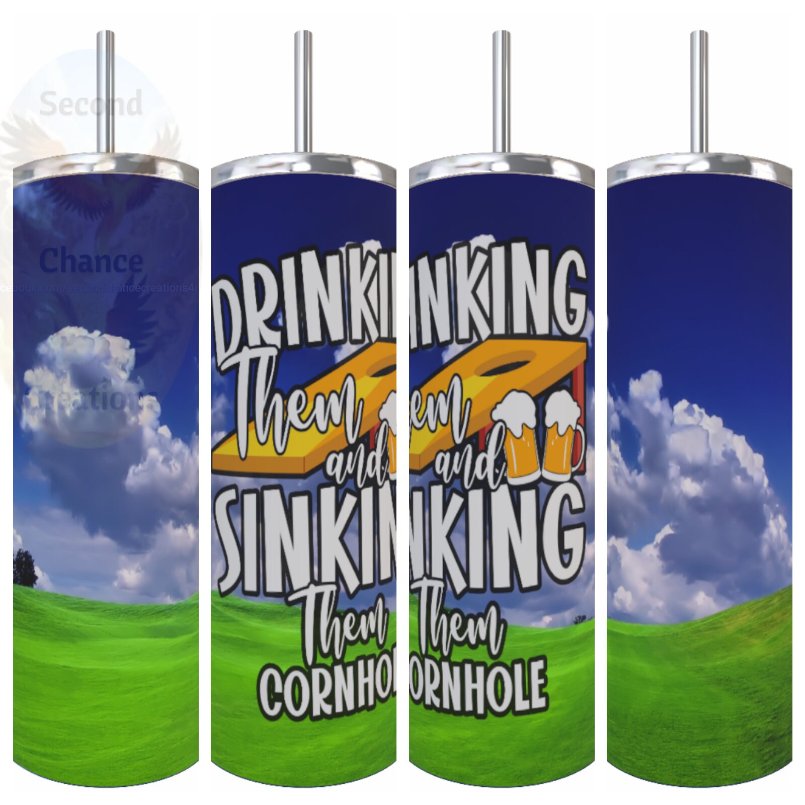 Drinking Them Beers and Sinking Them Cornhole Full Wrap 4in1 Koozie Can