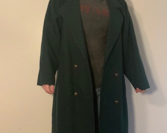 Green Vintage Wool Maxi Coat