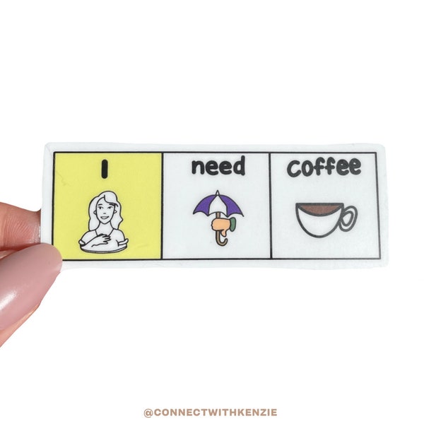 I need coffee AAC sticker