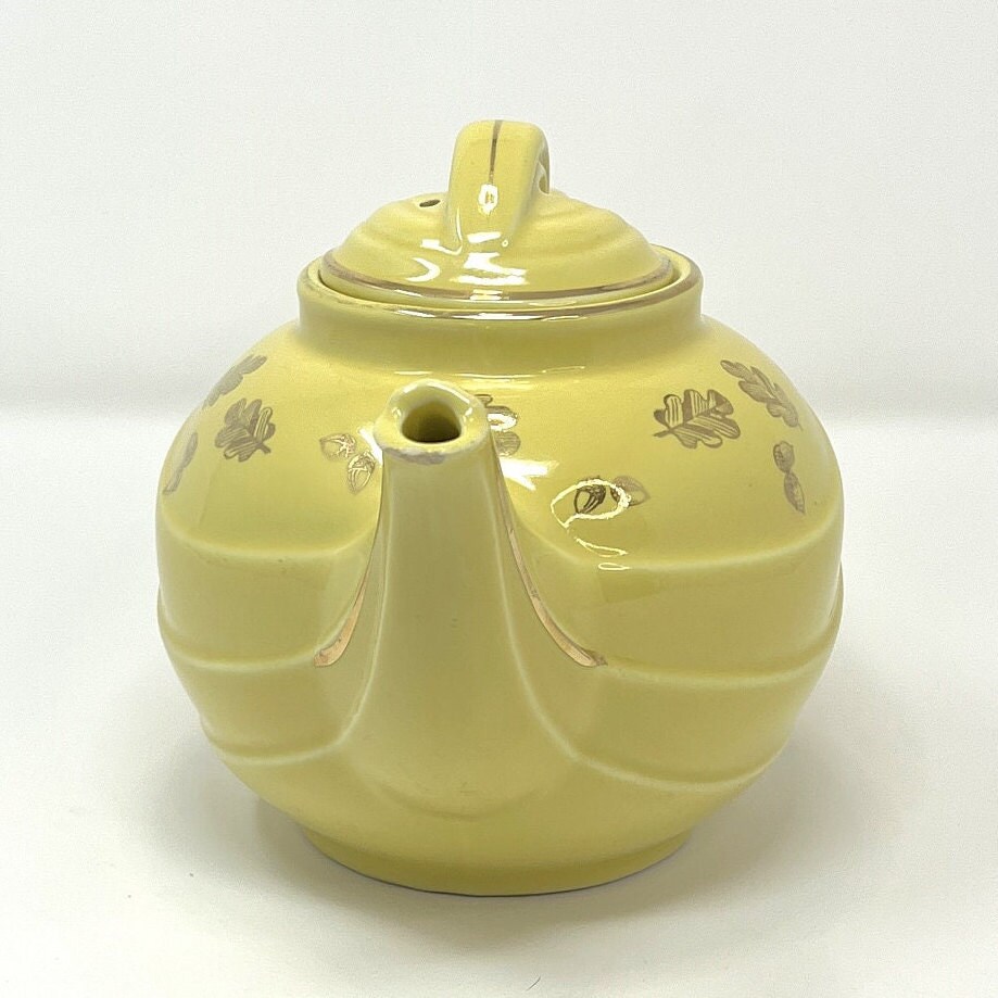 Vintage 1940s Hall Cadet Parade Ceramic 6 Cup Teapot 0799, Yellow With