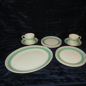 12 pieces of Vintage Crown Ducal A.G.R.,Made in England,Fancies,STUNNING pattern and colors Gold number stamps vary per piece, see photos