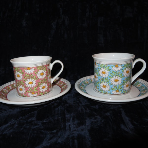 Eschenbach, Bavaria,Germany 1, demi tasses,  2 sets,small cups and saucers, pink with white daisies