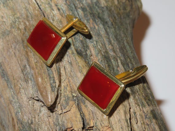 Vintage Forstner, RED,Rectangular,Cuff links,deep… - image 6