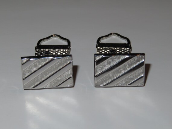 Vintage Swank, silvertone, rectangular cufflinks,… - image 7