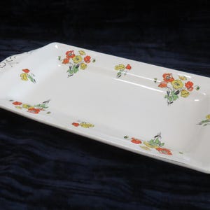 Vintage Alfred Meakin, England, Dessert, or,  Sandwich serving Tray, platter, Art Deco, Poppies.