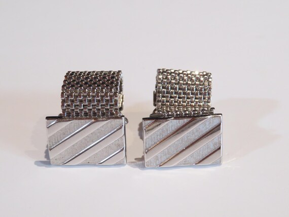 Vintage Swank, silvertone, rectangular cufflinks,… - image 2