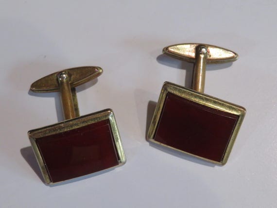 Vintage Forstner, RED,Rectangular,Cuff links,deep… - image 3