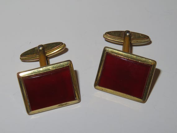 Vintage Forstner, RED,Rectangular,Cuff links,deep… - image 2