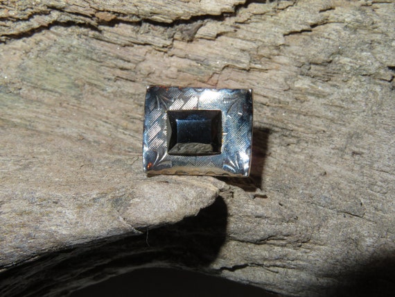Vintage Rectangular, silvertone, Hematite, Unpoli… - image 10