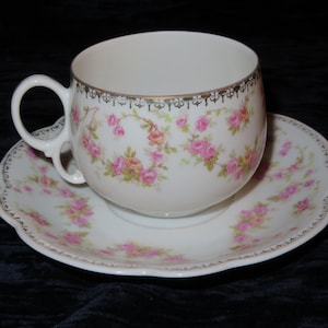 Vintage tea cup and saucer, Bridal Rose, Made in Czechoslovakia, 70,MZ Altrohlau CMR,