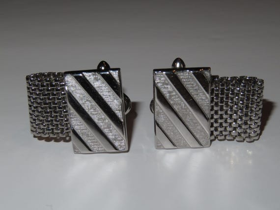 Vintage Swank, silvertone, rectangular cufflinks,… - image 5