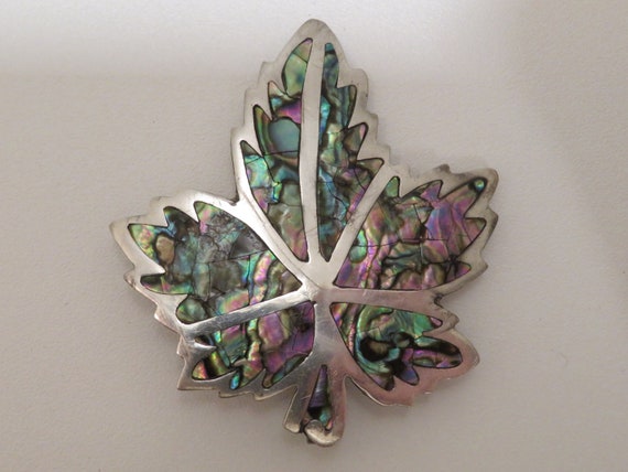 Vintage Sterling Silver 925 Abalone shell brooch … - image 1
