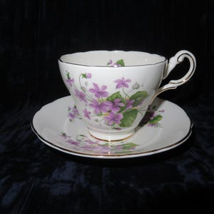 イギリス シェリー パンジー 希少な紫トリムのカップ＆ソーサー