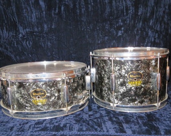 Vintage 60s, Rare, Winston, Snare and Tom tom, Silver/grey, 2 Pieces, plus vintage snare stand and drum sticks