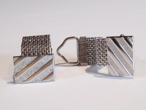 Vintage Swank, silvertone, rectangular cufflinks,… - image 1