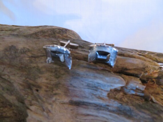 Vintage Rectangular, silvertone, Hematite, Unpoli… - image 4