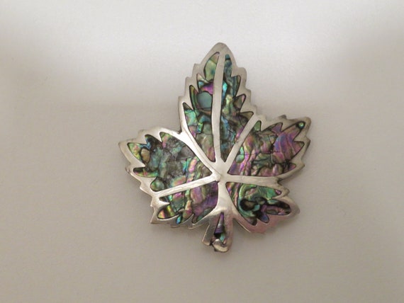 Vintage Sterling Silver 925 Abalone shell brooch … - image 2