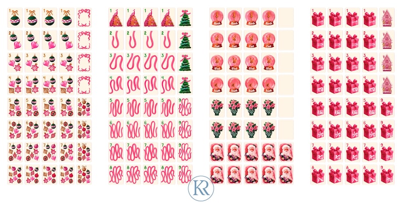 Pink Christmas Mahjong Set PRINTED image 5