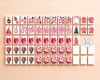 Pink Christmas Mahjong Set PRINTED