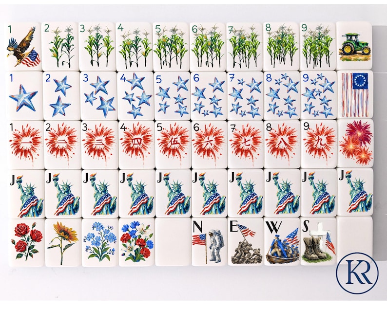 Patriotic Mahjong Set PRINTED image 1