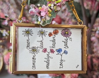 Family flower Ornament | Hand painted  | Custom Ornament | Christmas