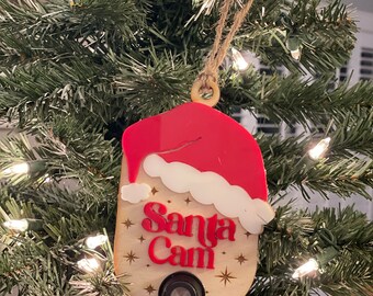 Laser-engraved Santa “Cam”era ornament | Christmas Cam | Christmas ornament | kids ornament | North Pole Ornament