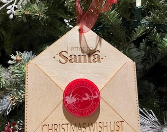 Letter to Santa Envelope ornament  | Laser-engraved | Keepsake ornament | Christmas ornament | Physical item
