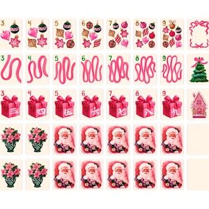 Pink Christmas Mahjong Set PRINTED image 3