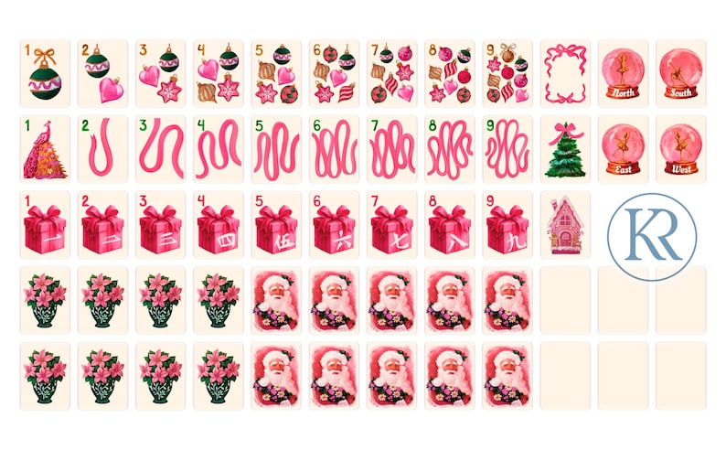 Pink Christmas Mahjong Set PRINTED image 3