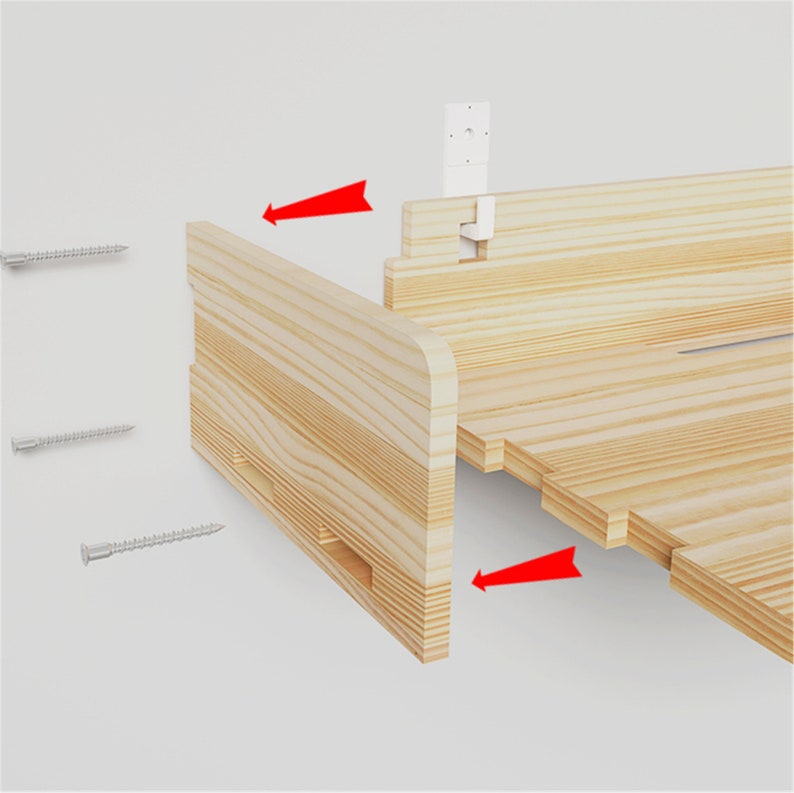 Solid Wood Projector Shelf Wall Wooden Storage Rack Living Etsy