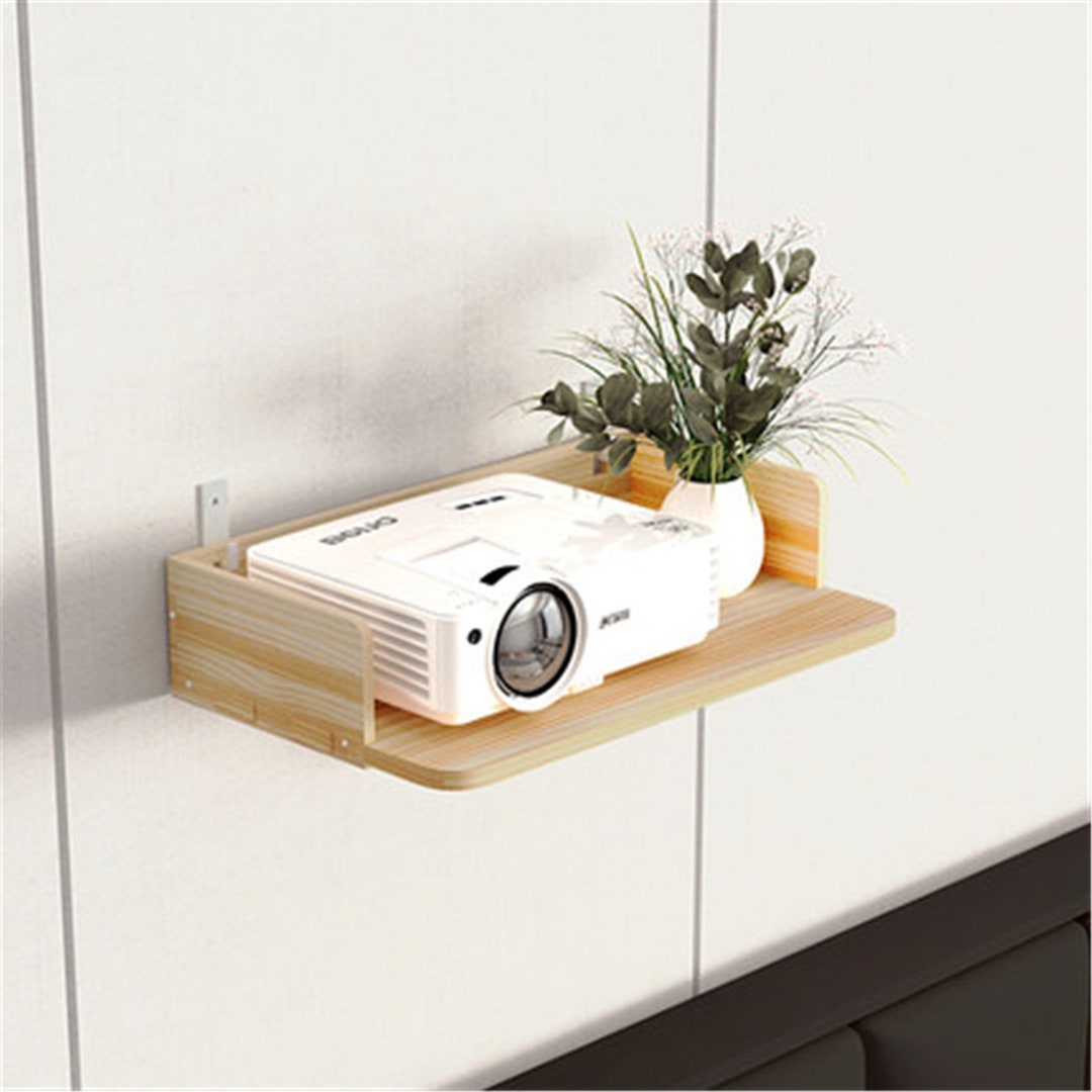 Solid Wood Projector Shelf Wall Wooden Storage Rack Living Etsy