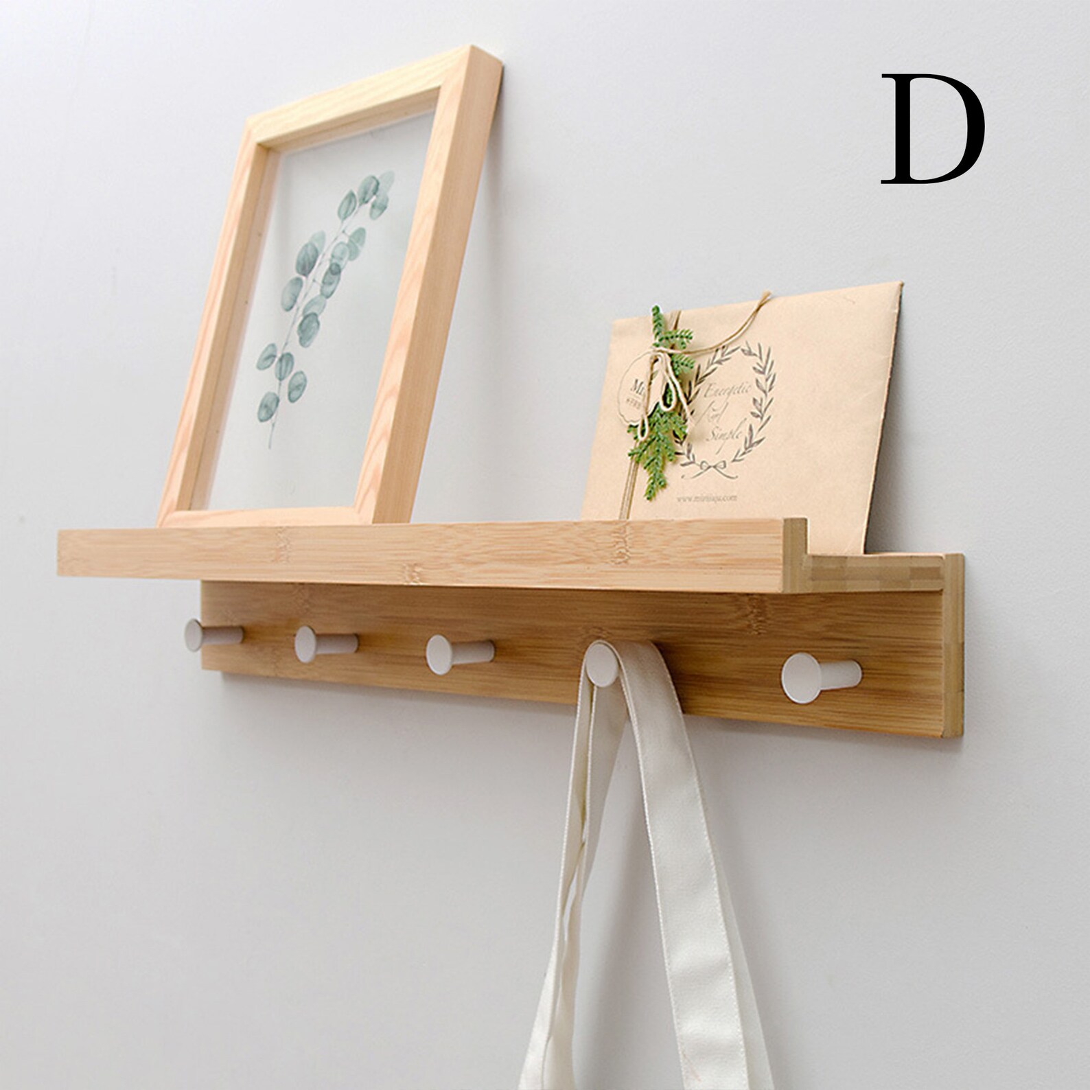 Bamboo Hook Rack Wall Mounted Coat Rack Long Floating Shelf Etsy UK