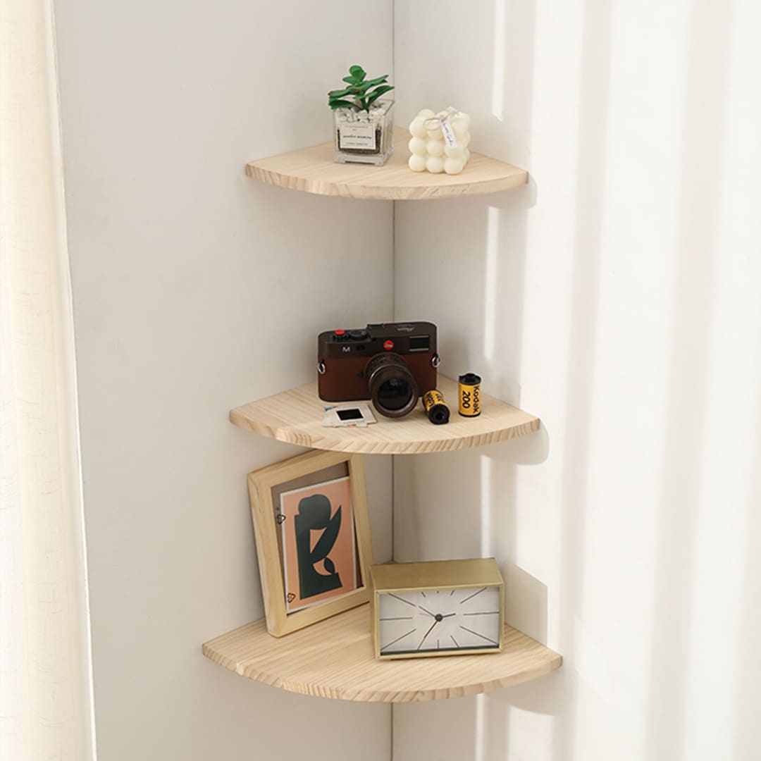Wood Corner Wall Shelf Home Wall Shelf Room Floating Shelf Etsy