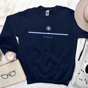 Sweat-shirt Grèce, logo du pays avec pull drapeau, armoiries de la Grèce, Grèce Cool Comfort Crewneck