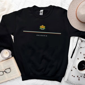 Bulgaria Sweatshirt, Country Logo with Flag Sweater, Coat of Arms of Bŭlgariya Crewneck