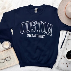 Custom Sweatshirt, College Letters Sweater, Personalized University Crewneck Outlined style