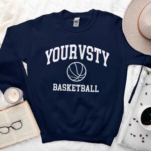 Felpa da basket universitaria personalizzata, Maglione da basket universitario personalizzato, girocollo, regalo, taglia S-3XL Unisex uomo donna