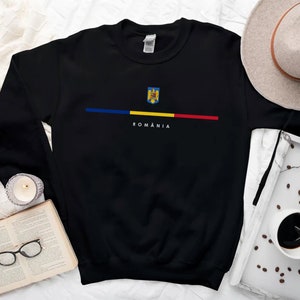 Romania Sweatshirt, Country Logo with Flag Sweater, Coat of Arms of Romania Crewneck