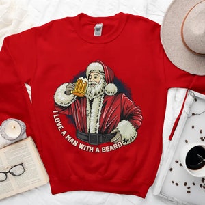 Funny Santa Beard Sweatshirt, Xmas sweater, cute Christmas Gift for women, Christmas crewneck, Humour christmas tee, Santa shirt