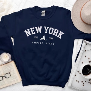Sweat-shirt New York, pull NY confortable Empire State avec carte unisexe