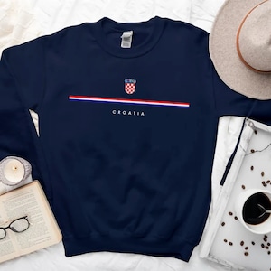 Sweat-shirt Croatie, logo du pays avec drapeau, pull ras du cou cool et confortable